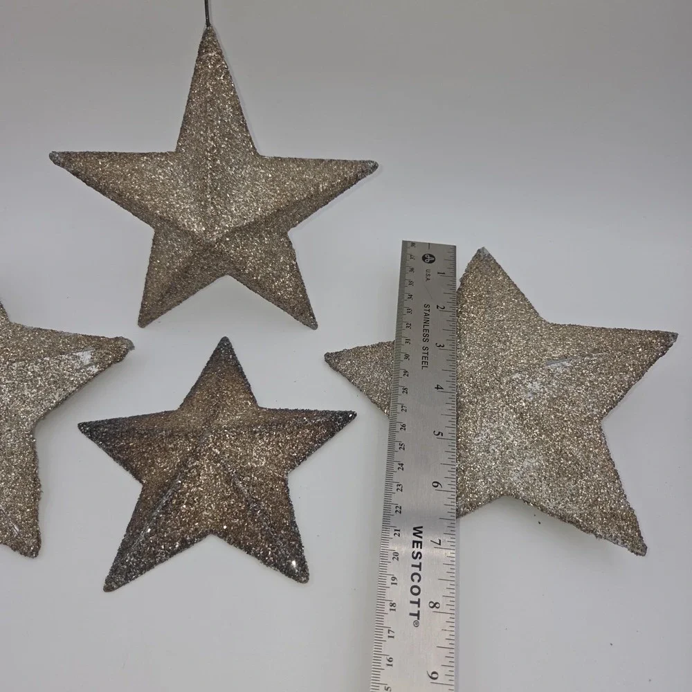 Lot of 4 Christmas ornaments Wendy Addison Stars Cannon Falls silver glitter